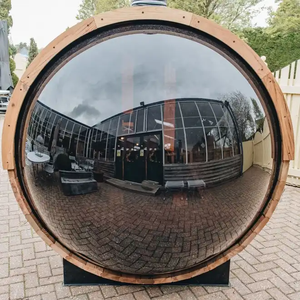Sauna de Madera Eléctrica para 6-7 Personas con Ventanas Panorámicas de Vidrio; Sauna de Vapor Tipo Barril para Exteriores, Lista para Usar - Product Image 3