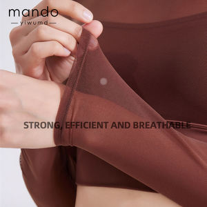 جديدة فريدة من نوعها طويلة الأكمام تصميم شبكة ثابتة بطانة حمالة صدر رياضية أعلى مخصصة للنساء صالة ألعاب رياضية بيلاتيس تشغيل التدريب اليوغا أعلى - Product Image 5