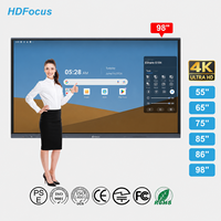 Tableau blanc interactif HDFocus 55 65 75 85 86 98 pouces, tableau intelligent 4K, écran tactile double OS pour studio et réunion