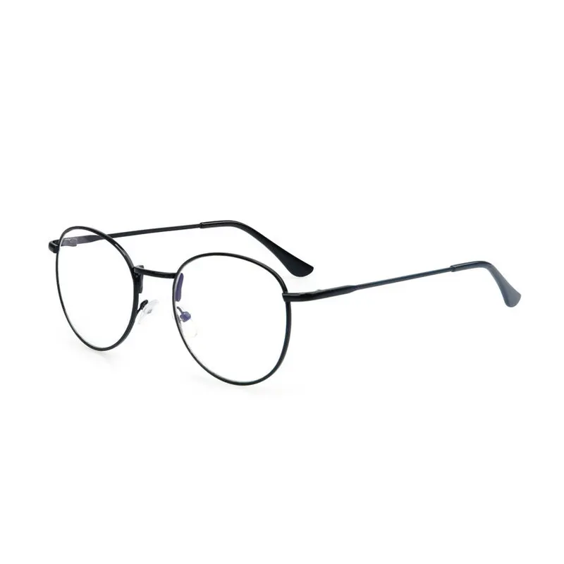 HBK Retro Vintage Computer Glasses Frame Women Round Lens Flat Metal Optical Frames Men Eyeglasses PG0026