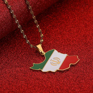 Colliers tendance anti-ternissement en argent et or PVD, bijoux fins en acier inoxydable 316L, collier carte de l'Iran pour femmes - Product Image 1