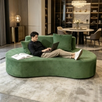 Minimalistisches Unregelmäßiges Stoffsofa, Weich Gepolstertes Rundes Lounge-Sofa, Modernes Frei Kombinierbares Sofa für den Wohnbereich