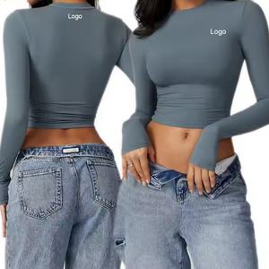 Ropa Deportiva con Logotipo Personalizado al por Mayor, Top de Yoga de Manga Larga, Agradable al Tacto, para Mujer - Product Image 6