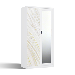 Armoire en acier avec miroir, motif imprimé et portes coulissantes 900 mm pour le rangement de la chambre - Product Image 2