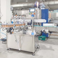 Machine d'étiquetage double face contrôlée par PLC LWT pour bouteilles en verre/métal, ligne d'étiquetage industrielle à haute productivité
