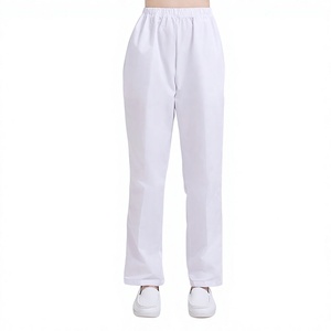 Pantalon d'infirmière unisexe blanc à taille élastique, grande taille XL, bas de tenue médicale rose et bleu en polyester/coton, accessoires hospitaliers en gros - Product Image 1