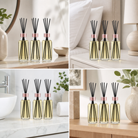 Diffuseur de parfum cylindrique en verre de 50 ml avec bâtonnets noirs pour la maison