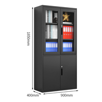 Classeur à double porte battante avec coffre verrouillable Classeur à 2 portes en verre