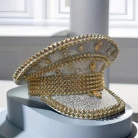 Chapeau à pointes de carnaval en diamants pailletés pour le Mardi Gras de la Nouvelle-Orléans Chapeau d'équitation du festival de l'homme brûlant Chapeau de capitaine clouté en strass