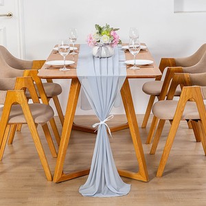 Mousseline <span class=keywords><strong>de</strong></span> soie exquise <span class=keywords><strong>de</strong></span> haute qualité faite <span class=keywords><strong>de</strong></span> <span class=keywords><strong>chemin</strong></span> <span class=keywords><strong>de</strong></span> <span class=keywords><strong>table</strong></span> en tissu transparent doux pour les thèmes <span class=keywords><strong>de</strong></span> décoration européens et américains - Product Image 5