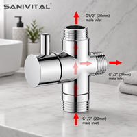 SANIVITAL Diviseur d'eau moderne en acier inoxydable chromé avec une seule sortie pour toilettes, installation facile
