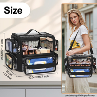 Sac à pinceaux de maquillage Relavel et porte-pinceaux, étui de voyage transparent pour artiste, extra large avec séparateurs ajustables pour maquilleurs