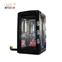 WINSUN Cabine gonflable distributeur de billets avec fenêtres transparentes et symboles de dollar pour événements festifs adultes et location commerciale