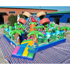 Parc de jeux gonflables commercial <span class=keywords><strong>Safari</strong></span> <span class=keywords><strong>Jungle</strong></span>, grande structure de jeux gonflable avec toboggan pour la vente - Product Image 1