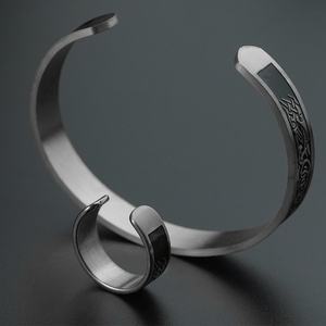 Conjunto de Joyería Hip Hop, Brazalete de Acero Inoxidable con Nudo Celta Irlandés, Brazalete Vintage, Amuleto, Joyería para Hombre - Product Image 2