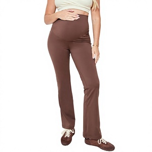High Waist Maternity Yoga Pants with Cross Support Belly Band, Slim <b>Flare</b> Pants, Autumn Winter Pregnancy <b>Leggings</b> for Women - Product Image 4