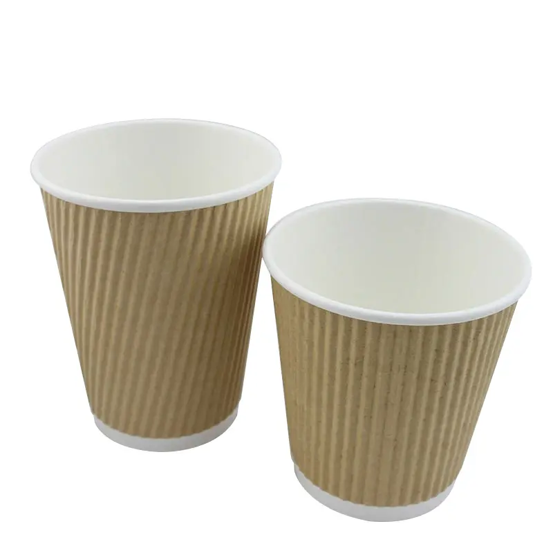 Precio de fábrica barato personalizado ondulación doble pared tazas de café té taza de papel para bebidas calientes