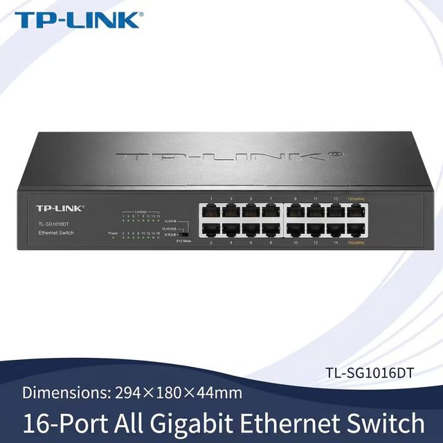 TP-LINK Switch TL-SG1016DT V8.0, 16 Port Gigabit Switch, VLAN Isolation, Network Cloning, Steel Shell Switch, Monitoring Switch