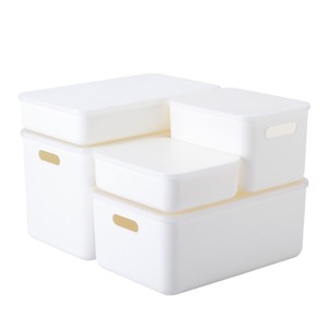 <b>Plastic</b> Storage <b>Bins</b> Rectangle Stackable With Lid For <b>Kitchen</b> Bathroom Desktop Organization - Product Image 5