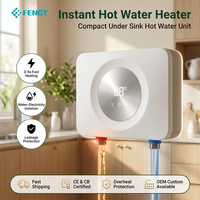 Chauffe-eau électrique instantané à chauffage rapide, 5,5 kW, avec affichage numérique, boîtier en plastique, installation facile, certifié CE, pour cuisine (OEM)