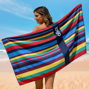 <span class=keywords><strong>Toalla</strong></span> de Playa de Microfibra Estampada a Rayas con Borde Cosido Overlock, Tamaño y Logotipo Personalizados, Toallas de Playa de Lujo de Secado Rápido al por Mayor - Product Image 1