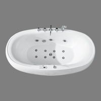 Baignoire ovale autoportante Zevana OEM&ODM en acrylique blanc brillant/anti-noircissement avec drain central moderne pour intérieur, durable, pour bain à remous