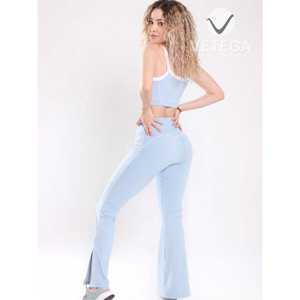 Vetega Blue Two-Tone Yoga <b>Set</b> <b>Gym</b> Clothing Padded Bra with Removable Pads and High Waisted Leggings to Sculpt Your Figure - Product Image 3