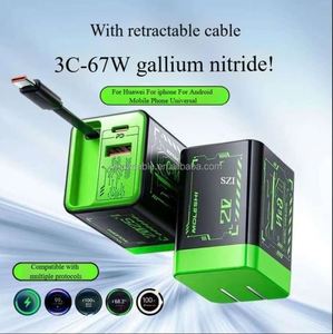Cargador GaN de 67W con Cable Extensible, Doble Puerto A+C, PD QC3.0 5V/2.4A, USB-C de Carga Rápida para iPhone 17 16 15 - Product Image 2
