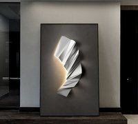 Décoration Murale Abstraite Moderne et Élégante en Alliage d'Aluminium avec Impression Numérique de Caractères Noirs et Blancs pour une Ambiance Simple