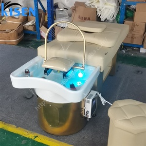 Kisen Meilleur Lit de Lavage de Cheveux avec Base Dorée, Évier Noir et Blanc, Matelas Épais, Circulation d'Eau Douce, Spa Capillaire, Acier Inoxydable - Product Image 3