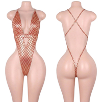 En gros Vêtements de danse exotique : Combinaisons à lacets à paillettes dorées et string, pour danseuses de strip-tease et costumes de club