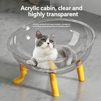 Vente en gros usine : Gamelle transparente en PET pour chat, design capsule spatiale, surélevée et pivotante, utilisable toute l'année, pour petits chiens, type nid d'oiseau en carton