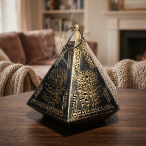 AK <b>Brass</b> Attractive Shape Metal Lantern With Top Round <b>Hook</b> In Gold <b>Antique</b> Finished For Diwali Decor / Hotel Interior Decor - Product Image 1