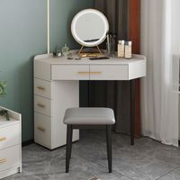Table de maquillage d'angle en L moderne et simple en bois, style luxe léger, idéale pour petit appartement, modèle tendance