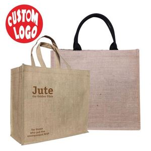 Wholesale Custom Eco-Friendly Tote Bags with Logo Natural Jute <b>Material</b> with Handle for Shopping Oem Options - Product Image 1