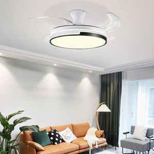 Modern 42 Inches <b>LED</b> <b>Ceiling</b> <b>Fans</b> with Light High Quality Simple Hotel Crystal Motor Smart Remote Control Acrylic Lamp Body - Product Image 1