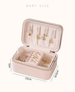 Custom Logo Luxury Portable Travel Zipper Box Pu <b>Leather</b> Velvet Separable <b>Jewelry</b> Necklace Earrings Bracelet Organizer Case Box - Product Image 6