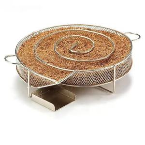 مولد دخان دائري من الفولاذ المقاوم للصدأ للتدخين البارد في المدخن مع فرشاة وخطاف ، مناسب لشواية التدخين البارد - Product Image 3