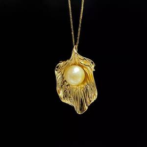 อุปกรณ์ทำเครื่องประดับมุก DIY 31325 จี้เงินแท้ S925 พร้อมลูกปัดกลมขนาด 9-12 มม. ฐานเปล่าสำหรับจี้สีทอง/สีเงิน - Product Image 1