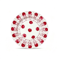 Service de vaisselle en céramique à motif floral rouge vintage, assiettes de luxe en porcelaine, décoration de table de mariage