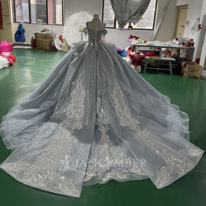 Jancybed xs173 נצנצים את הכתף כחול מרוצף ערב מסיבה נשים שמלות - Product Image 5