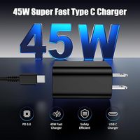 Für Original PD 45W Schnellladegerät mit Einziehbarem 2-Port-Typ-C-Kabel für Mobiltelefone