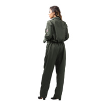 Combinaison de pilote de combattant aérien adulte pour femme patchs brodés et combinaison de vol de Cosplay de poche pour Costumes de jeu d'Halloween