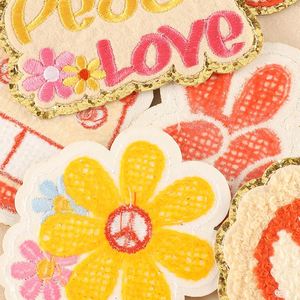 Patch thermocollant en chenille brodé, motifs Orange Jaune, Paix, Arc-en-ciel, Violon, Lunettes de soleil, pour la décoration de vêtements d'enfants - Product Image 5