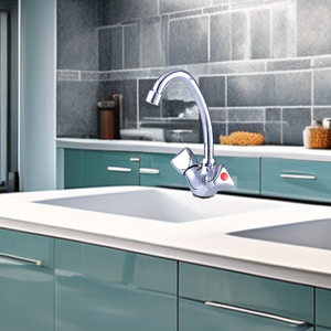 Robinet de <span class=keywords><strong>lavabo</strong></span> de cuisine à double poignée, eau chaude et froide, style ITALOMIX, connexions flexibles - Product Image 2