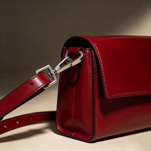 Bright <b>Red</b> Glossy <b>Leather</b> Flap <b>Purse</b>, Rectangular Shape Adjustable Strap Daily Shoulder Bag - Product Image 6