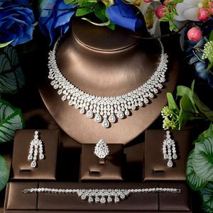 Moda lágrima borla pequeña bombilla conjunto collar pendientes Zirconia cúbica nupcial boda fiesta vestido Accesorios - Product Image 2