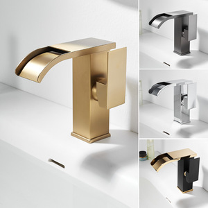 Modern <b>Single</b> Handle <b>Basin</b> Faucet Stainless Steel Deck Mounted Waterfall Sink <b>Tap</b> <b>Single</b> Hole Design - Product Image 1