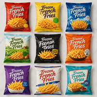 Sachet d'emballage alimentaire sous vide à scellage arrière, imprimé sur mesure, avec fenêtre transparente de qualité alimentaire, pour frites surgelées