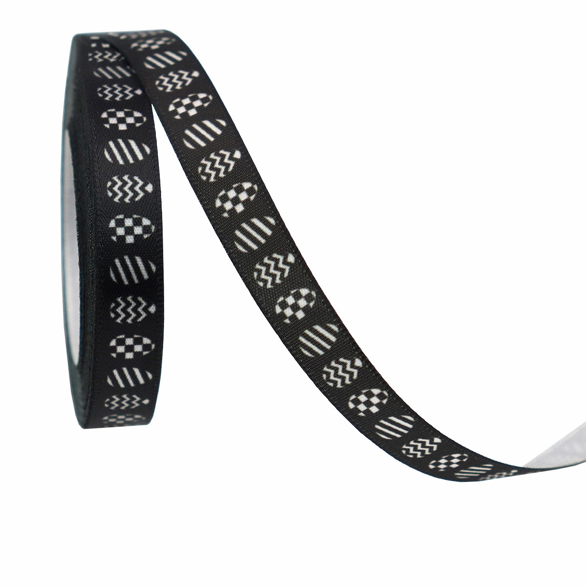 Oeuf de Pâques multi-motifs noir-blanc-1 cm x 10 yards